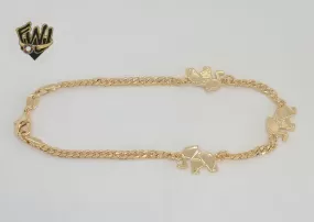 (1-0077) Gold Laminate - 3.5mm Curb Link Elephants Anklet - 9.5 - BGF