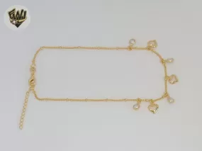 (1-0158) Gold Laminate - 1mm Link Charms Anklet - 10 - BGF