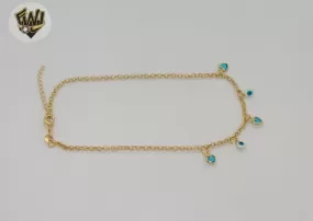 (1-0248) Gold Laminate - 2.5mm Link Charms Anklet - 9.5 - BGF