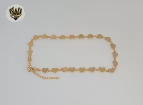 (1-0270) Gold Laminate - 5mm Heart Anklet - 9.5 - BGF