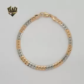 (1-0819) Gold Laminate - 5mm Two Tone Curb Link Bracelet - 7.5 - BGO