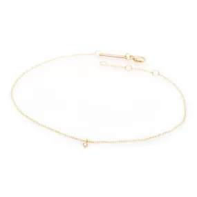 14k Single Diamond Bezel Charm Chain Anklet