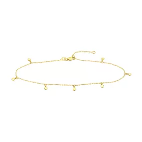 14K Yellow Gold Mini Disc Anklet