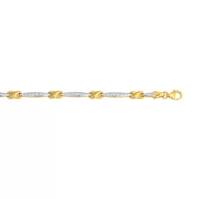 14k Yellow Gold Pear Shape Link Fancy Bracelet, 7.25