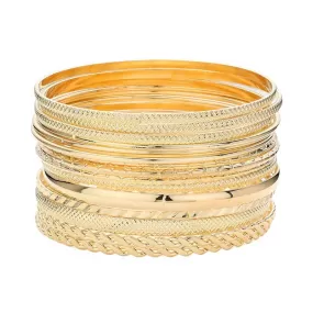 15PCS Layered Multi Metal Bangle Bracelets