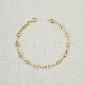 18k Gold Filled Fancy Puff Links Chain Bracelet