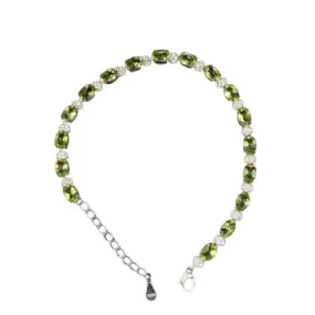 925 Sterling Silver Inlaid Natural Peridot Bracelet