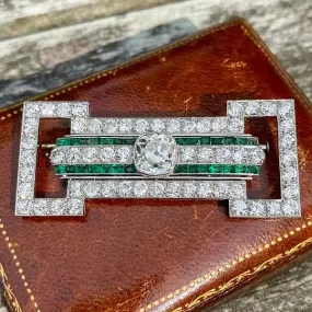 Art Deco Diamond & Emerald Pin