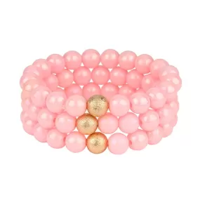 Barbie Theme Pearl Finish Acrylic Stretch Bracelet Set