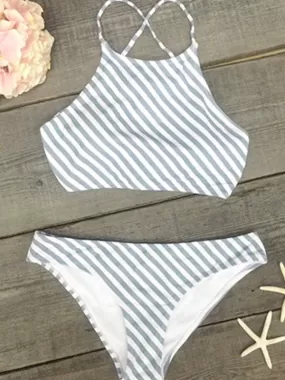 Beach Please Striped Bikini Sets