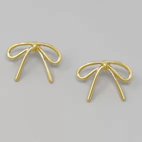 Bow Gold Dipped Metal Stud Earrings