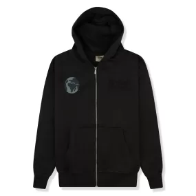 Broken Planet Spider Web Zip-Up Soot Black Hoodie