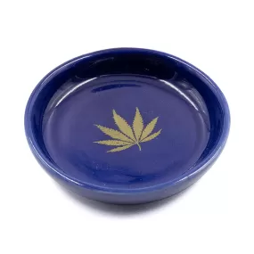 CERAMIC BOWL - WEED LEAF BLUE 10CM