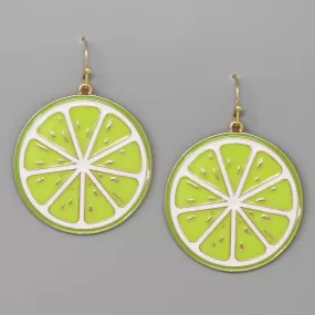 Citrus Slice Enamel Drop Earrings