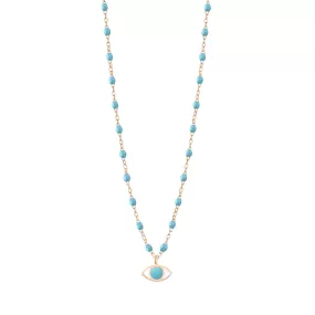 Classic Gigi Turquoise Eye Necklace, Rose Gold, 16.5"