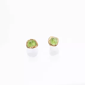 Dainty Raw Peridot Stud Earrings