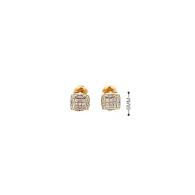 Diamond 0.12Ctw Square Shaped Earrings