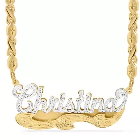 Double Name Necklace w/Beading Christina with Xoxo chain