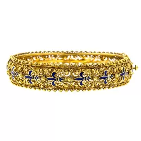 Filigree Enamel Fleur de Lis Bracelet