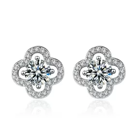 Four Leaf Clover Moissanite Stud Earrings