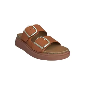 Gen Buckle Two Bar Tan Leather Slide