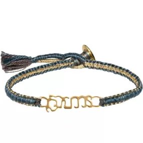 Gold Vermeil Brave Bracelet on Teal Cobra Cord