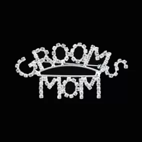 Grooms Mom Rhinestone Pin Brooch