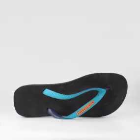 Havaianas Black Blue Synthetic Mens Slip On Thong Flip Flops