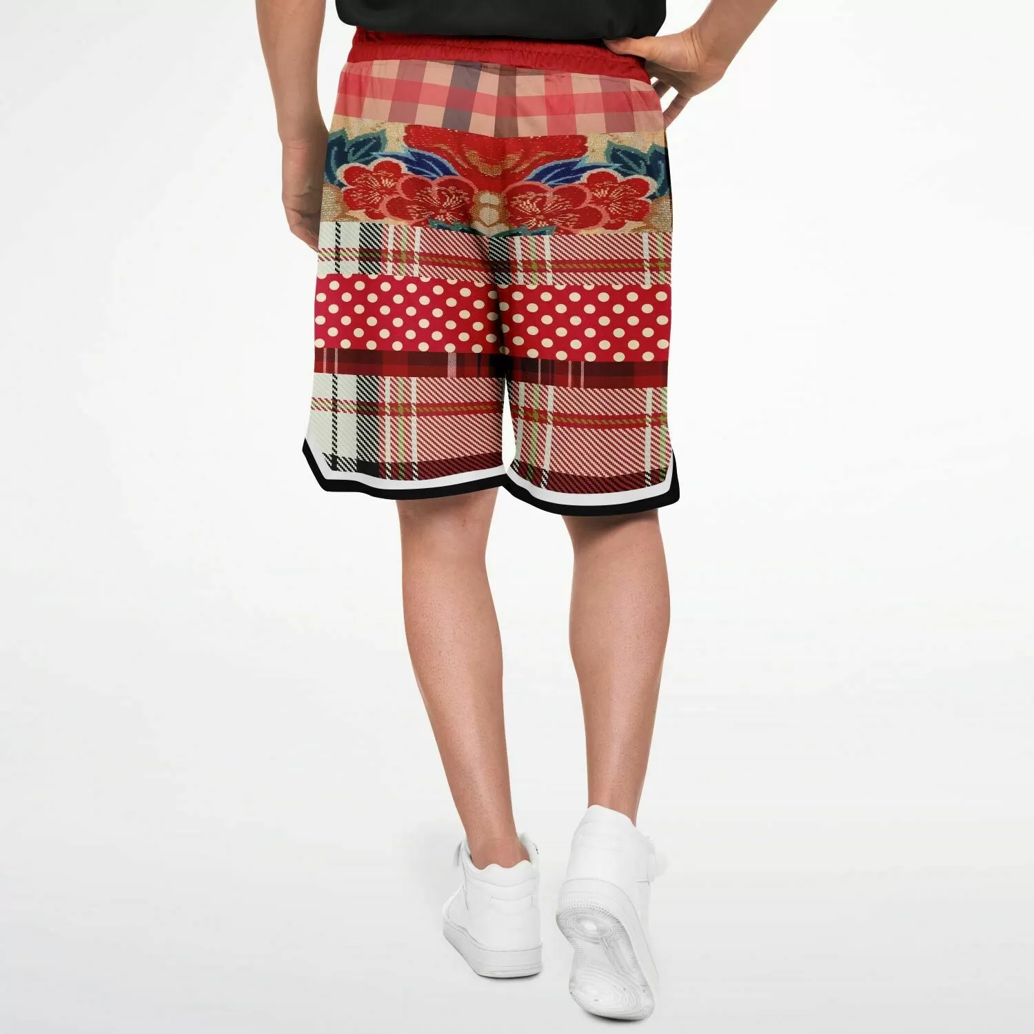 Jersey Salsa Floral Plaid Patchwork Basketball Shorts