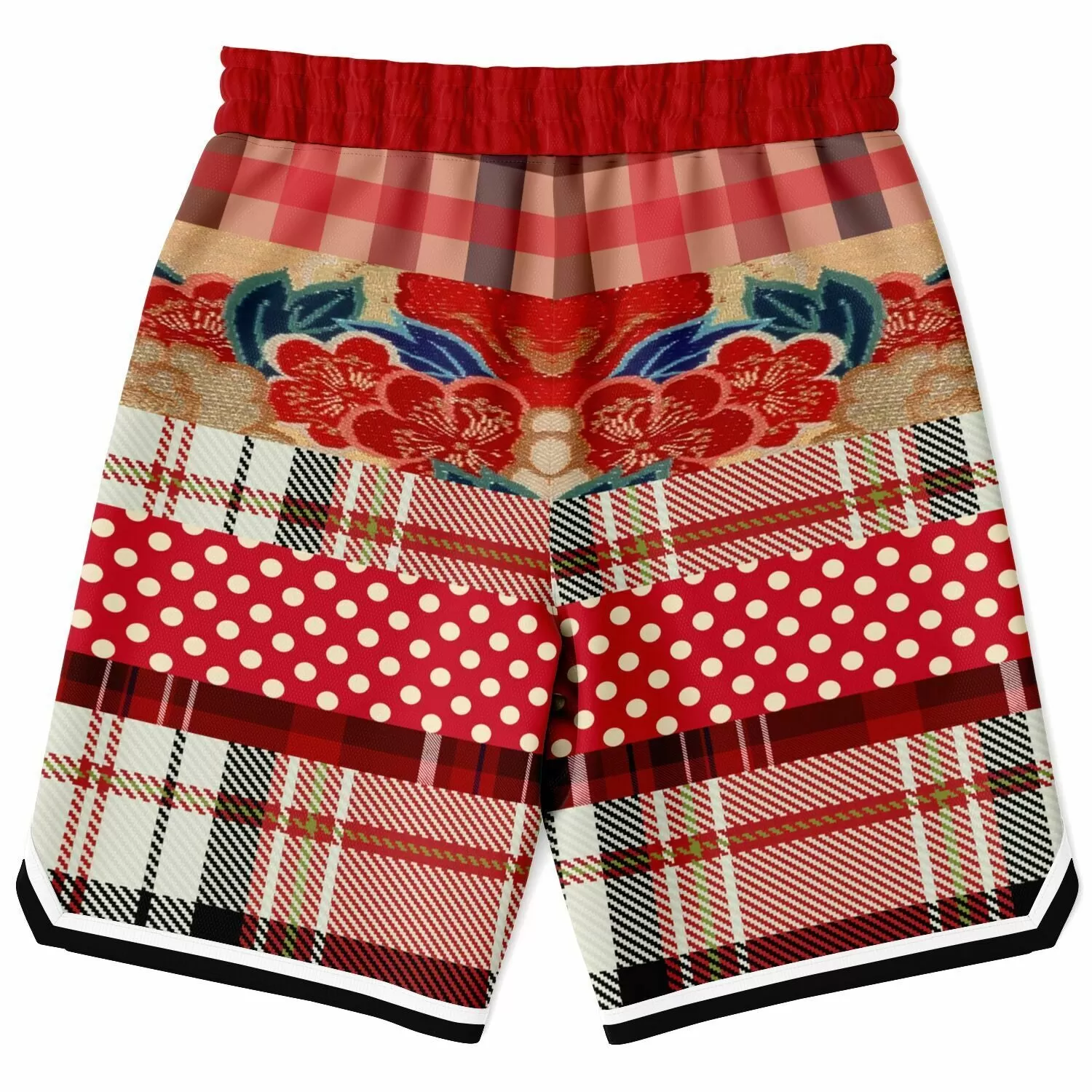 Jersey Salsa Floral Plaid Patchwork Basketball Shorts