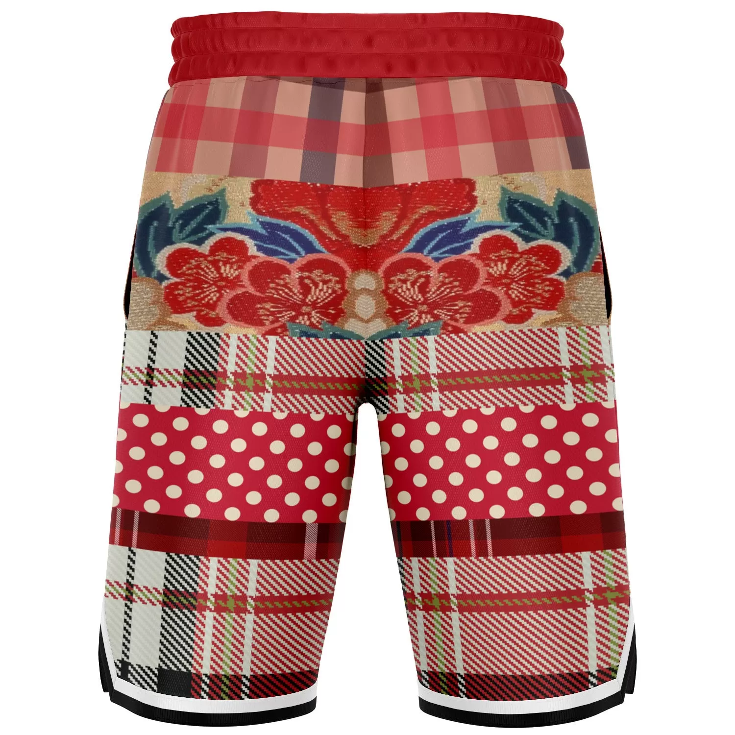 Jersey Salsa Floral Plaid Patchwork Basketball Shorts