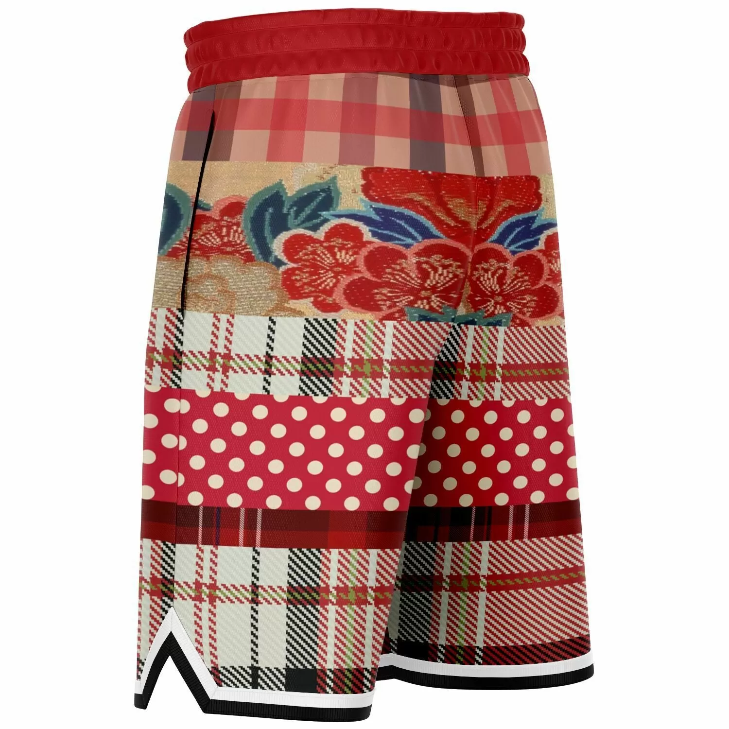 Jersey Salsa Floral Plaid Patchwork Basketball Shorts