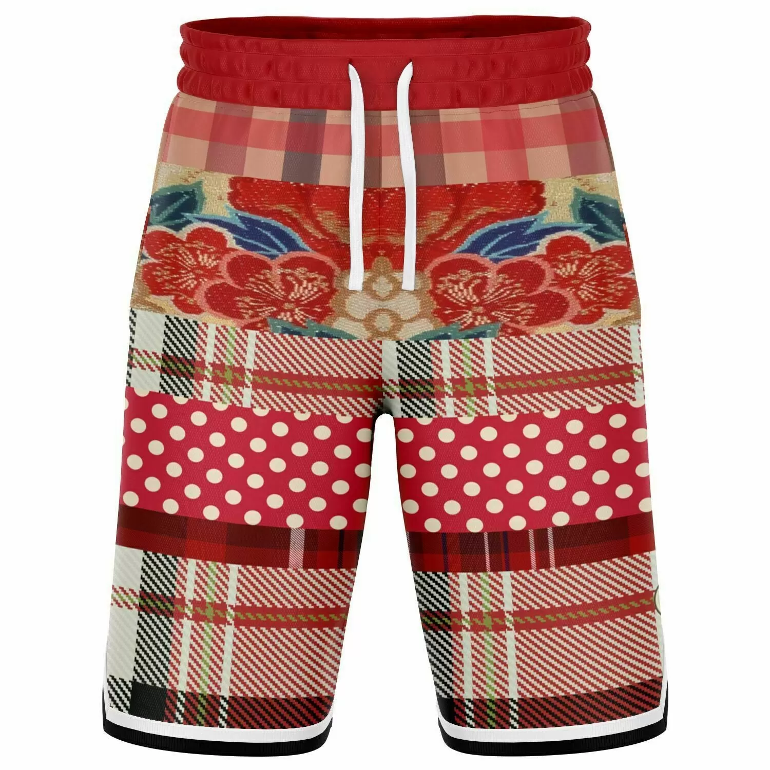 Jersey Salsa Floral Plaid Patchwork Basketball Shorts