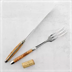 Laguiole Carving Set Juniper Handle Shiny Finish