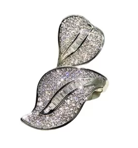 Large Willow Leaf Full Diamond Zircon Encrusted Ring