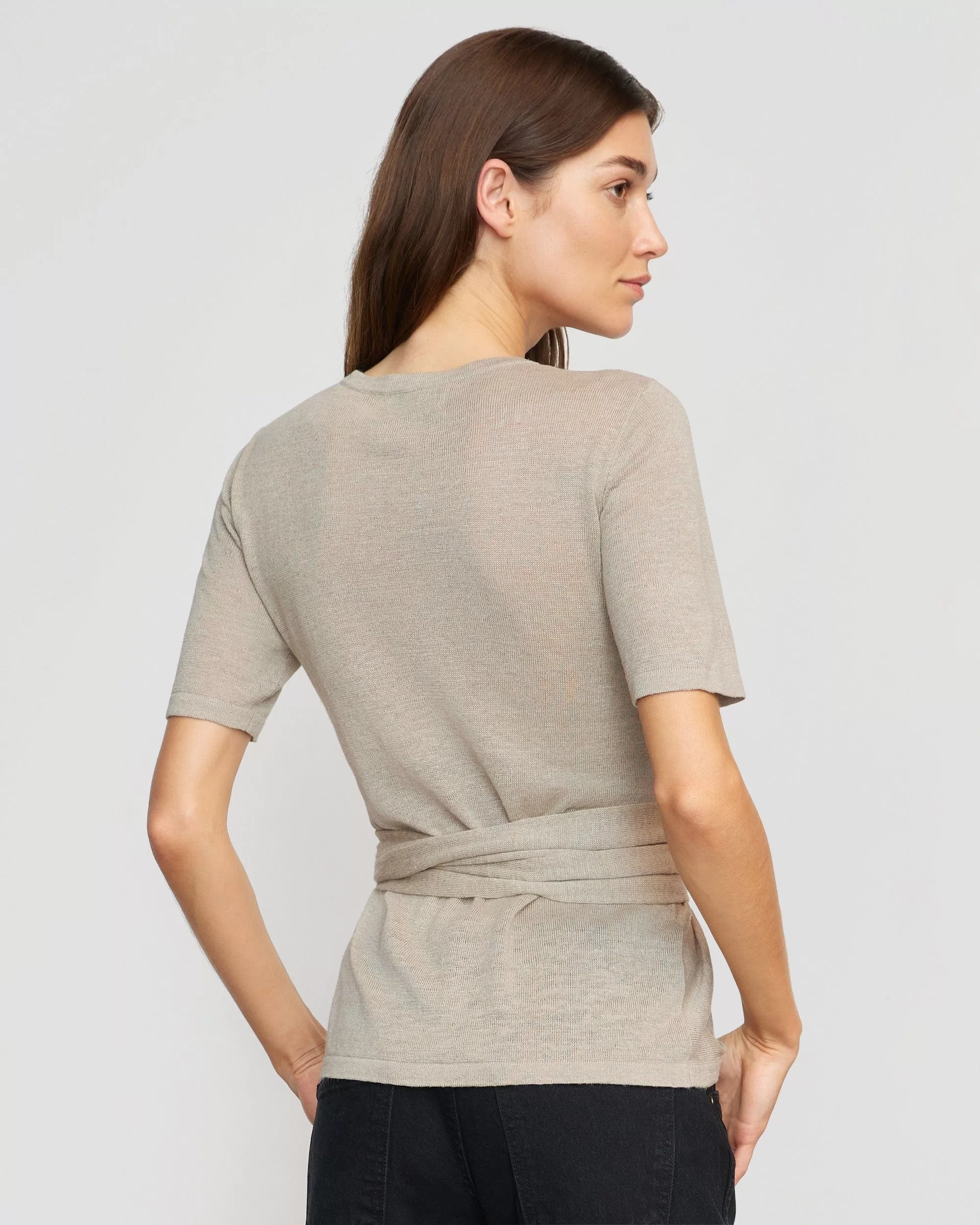 Lark Tie-Front Linen Sweater