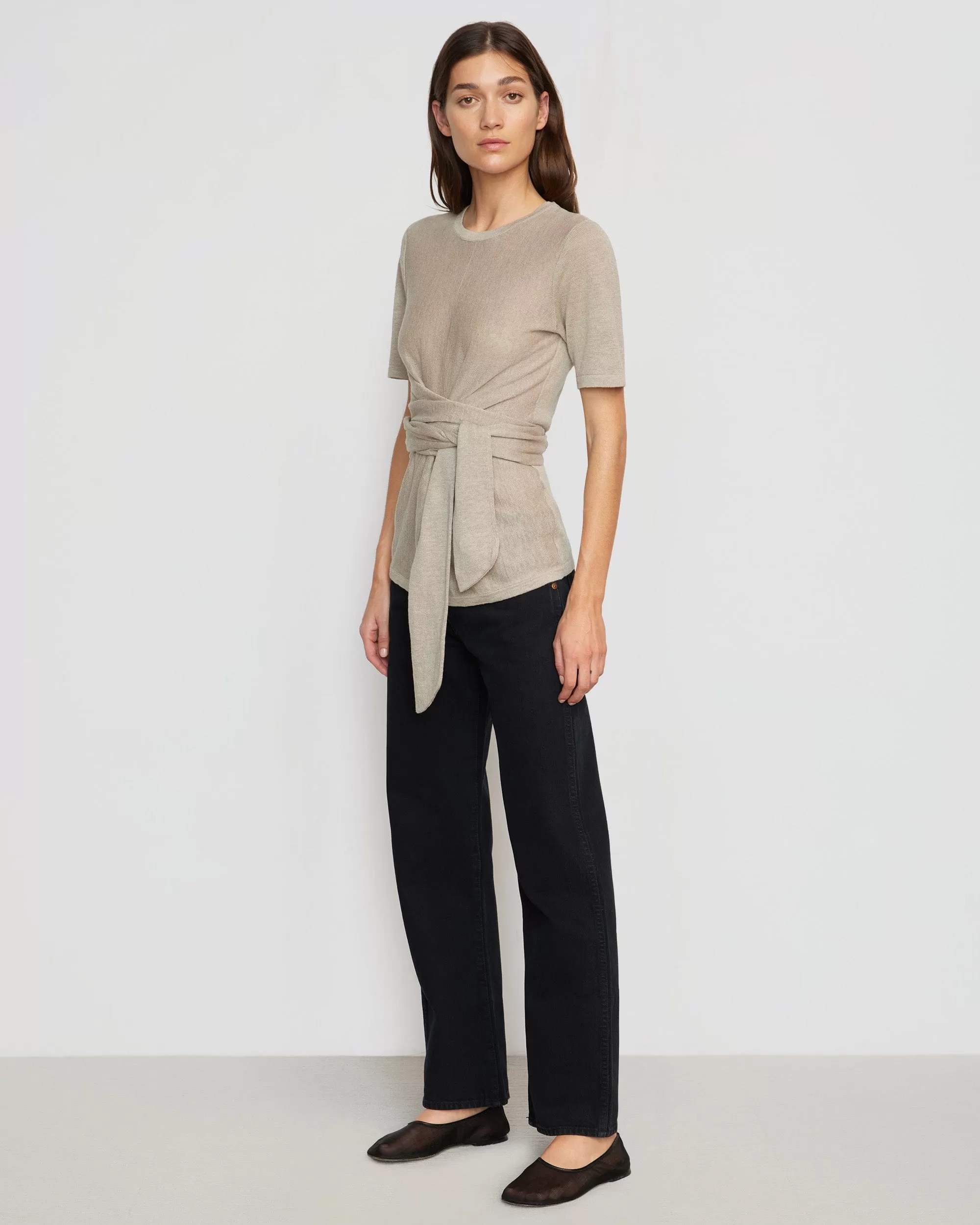 Lark Tie-Front Linen Sweater