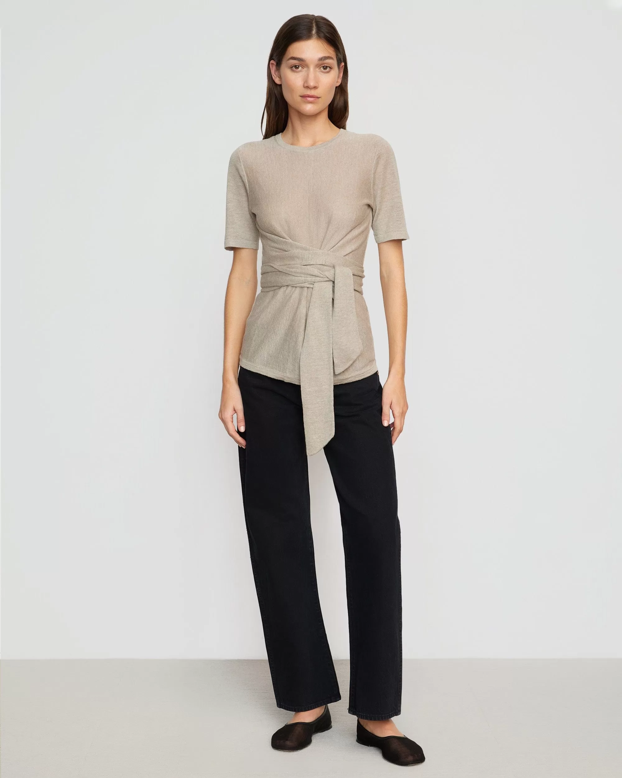 Lark Tie-Front Linen Sweater