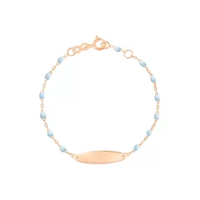 Little Gigi Baby Blue bracelet, Oval plaque, Rose Gold, 5.9"