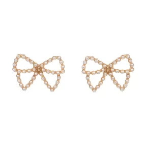 Pearl Paved Bow Stud Earrings