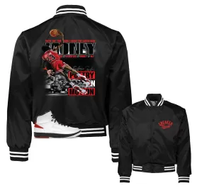 Retro 2 Chicago Satin Jacket - Money Mike - Black