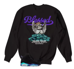 Retro 6 Aqua Sweater - Blessed Angel -Black