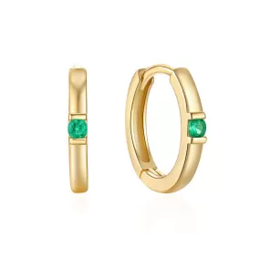 Simple Single Zirconia Gold Huggie Hoop Earrings