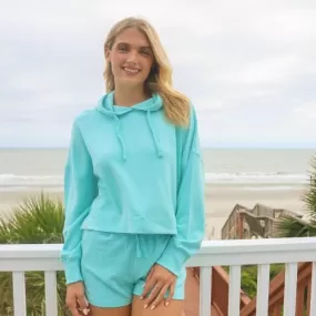 Simply Southern Seafoam Serenity Solid Shorts - Coastal Comfort with Tropical Detail