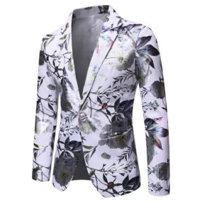 Slim Fit Vintage Blazer Jacket Men's - White