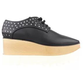 Stella McCartney Autumn '22 Black Vegan Elyse Star Studs Platform Lace Up Shoes - 37.5