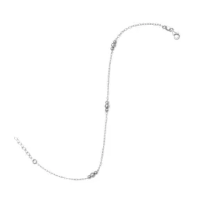 Sterling Silver Chain and Bead Anklet