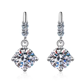 Sterling Silver Drop Moissanite Earrings for Women