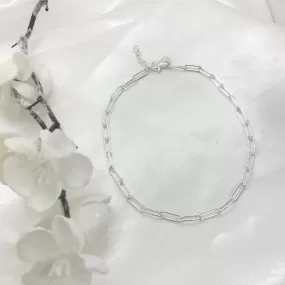 Sterling Silver Paperclip Anklet