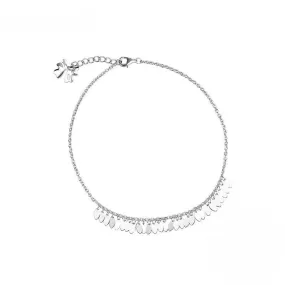 Sterling Silver Wafer Tassel Chain Anklet For Women